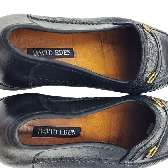 David Eden Men\'s size 13 Black Ostrich Leather Horse bit loafer dress shoes main image 10